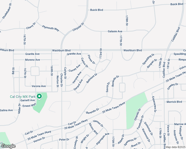 map of restaurants, bars, coffee shops, grocery stores, and more near Belmont Drive in California City