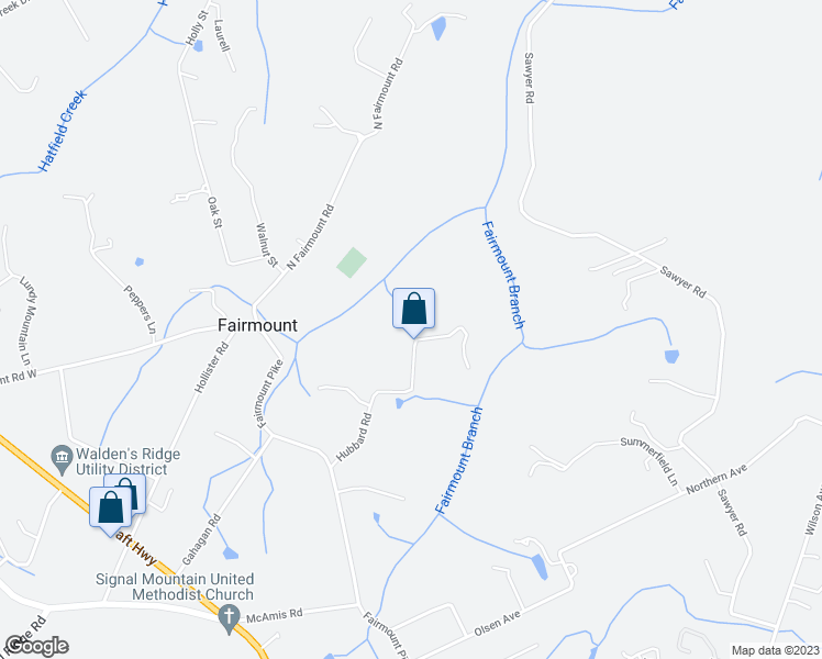 map of restaurants, bars, coffee shops, grocery stores, and more near 1100 Hubbard Road in Signal Mountain