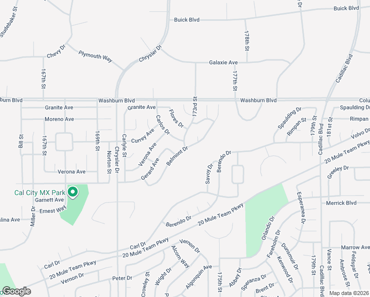 map of restaurants, bars, coffee shops, grocery stores, and more near Belmont Drive in California City