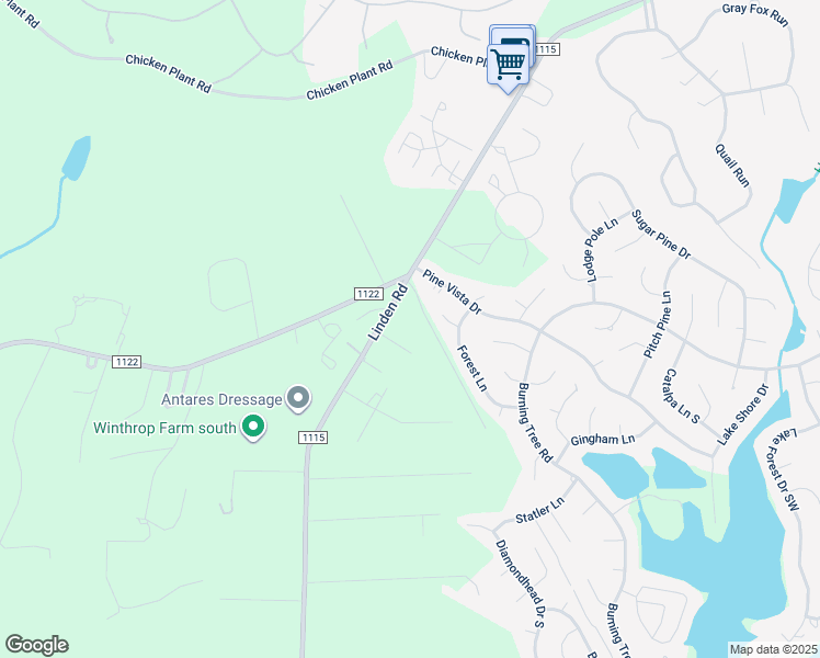 map of restaurants, bars, coffee shops, grocery stores, and more near McKenzie Lane in Moore County