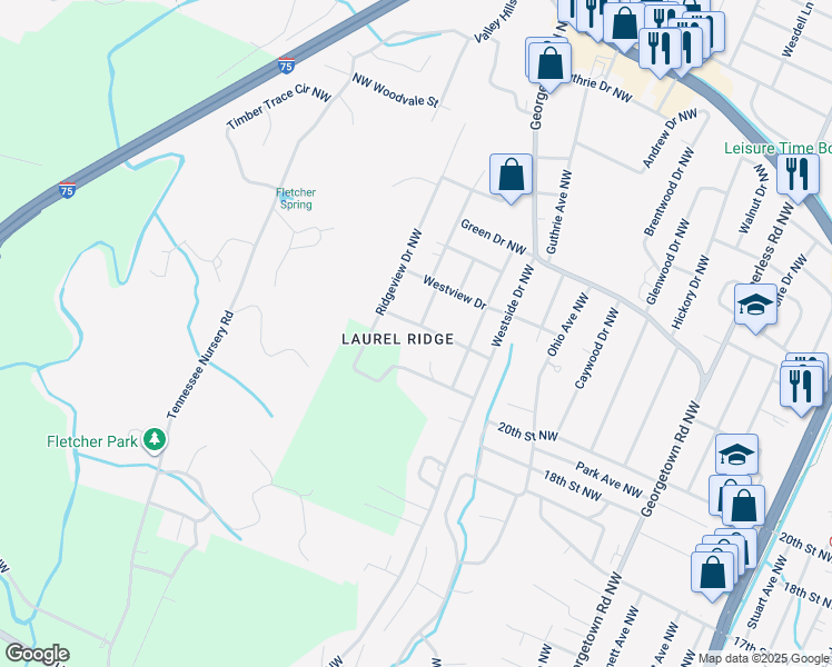 map of restaurants, bars, coffee shops, grocery stores, and more near 1855 19th St NW in Cleveland