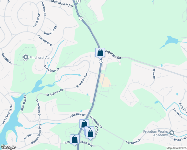 map of restaurants, bars, coffee shops, grocery stores, and more near 10 Pine Tree Road in Pinehurst