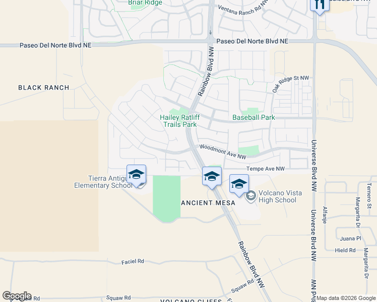 map of restaurants, bars, coffee shops, grocery stores, and more near Pipeline Road Southeast in Albuquerque