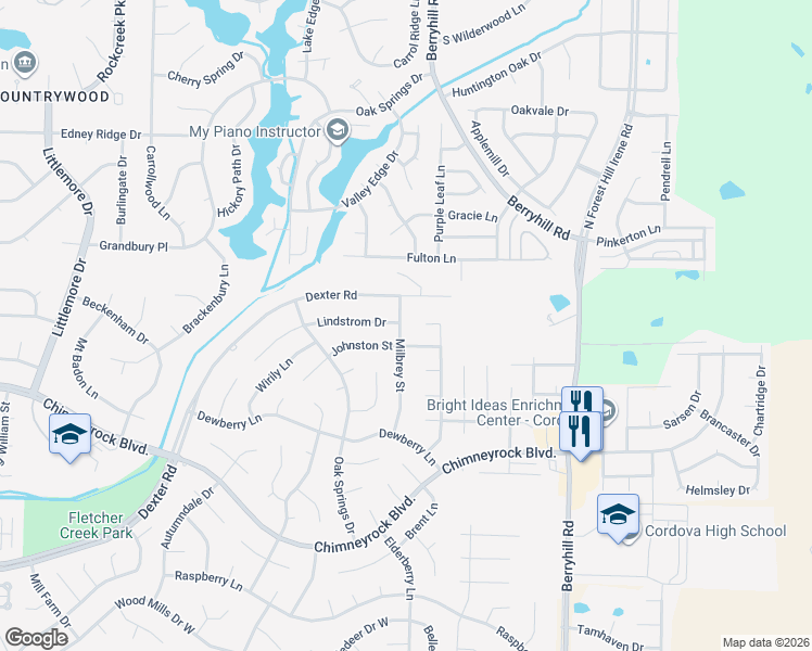 map of restaurants, bars, coffee shops, grocery stores, and more near 2038 Milbrey Street in Memphis