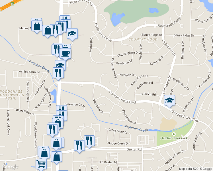 map of restaurants, bars, coffee shops, grocery stores, and more near 8312 Chimneyrock Boulevard in Memphis