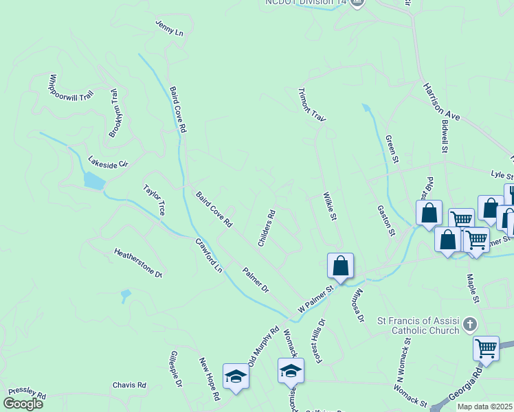 map of restaurants, bars, coffee shops, grocery stores, and more near 115 Cove Crossing in Franklin