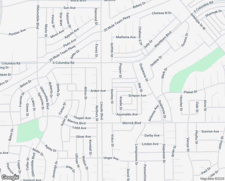 map of restaurants, bars, coffee shops, grocery stores, and more near Stanley Street in California City
