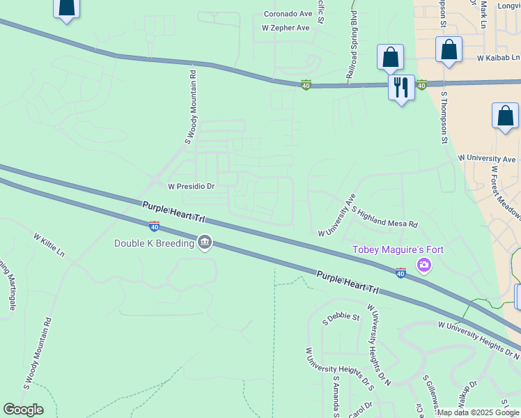 map of restaurants, bars, coffee shops, grocery stores, and more near 2900 South Pantano Seco Lane in Flagstaff