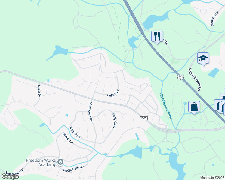 map of restaurants, bars, coffee shops, grocery stores, and more near 4 Amboy Place in Pinehurst