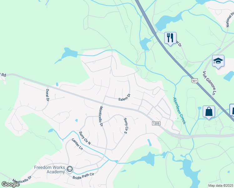 map of restaurants, bars, coffee shops, grocery stores, and more near 2 York Place in Pinehurst