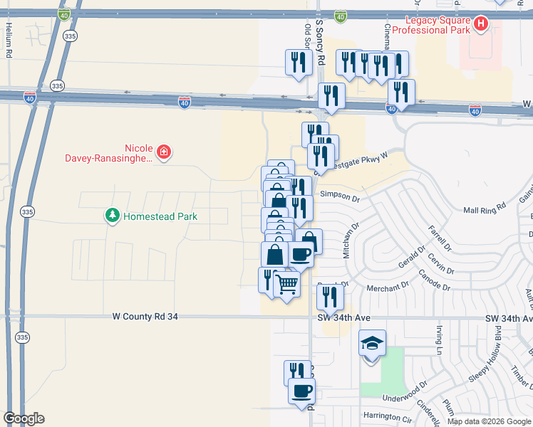 map of restaurants, bars, coffee shops, grocery stores, and more near 2800 South Soncy Road in Amarillo