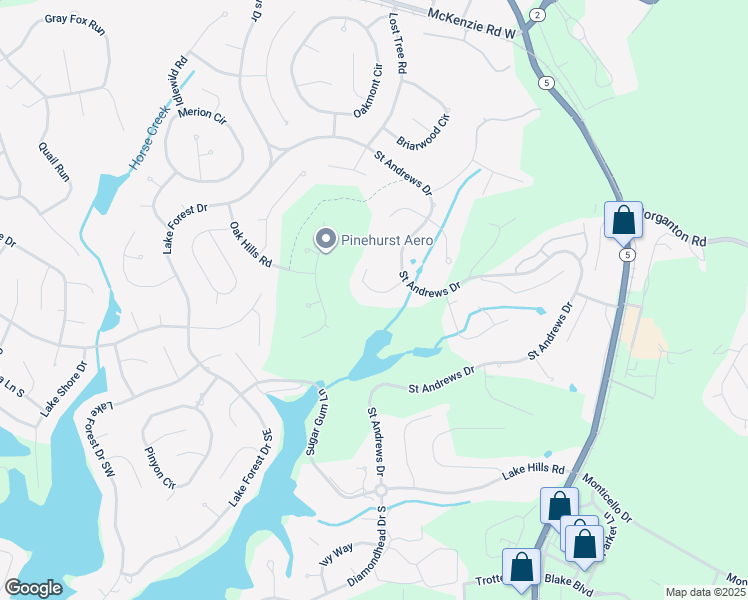 map of restaurants, bars, coffee shops, grocery stores, and more near 50 Lakewood Drive in Pinehurst