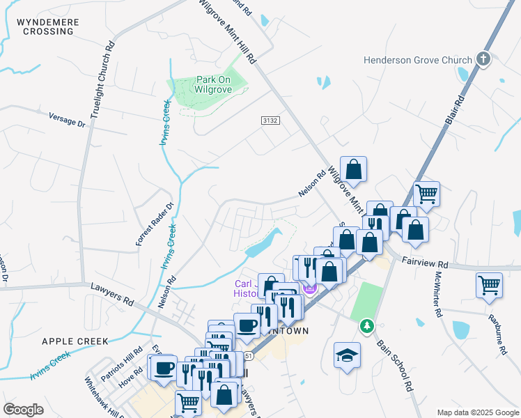 map of restaurants, bars, coffee shops, grocery stores, and more near in Charlotte