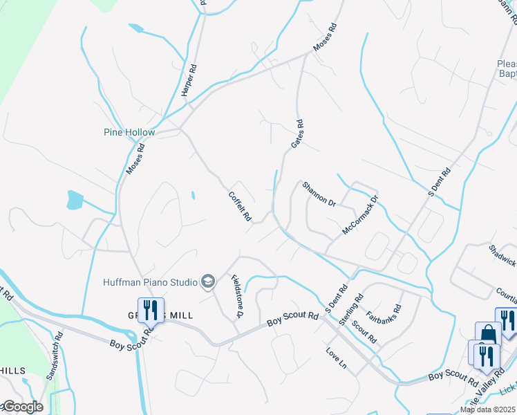 map of restaurants, bars, coffee shops, grocery stores, and more near 322 Hannah Lane in Middle Valley