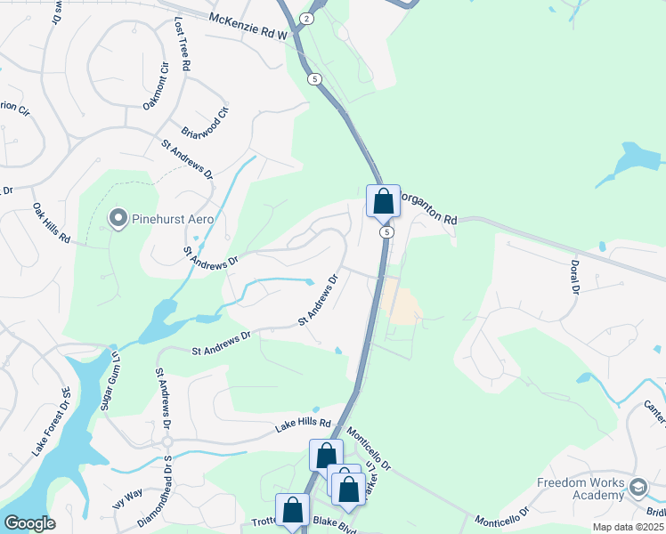 map of restaurants, bars, coffee shops, grocery stores, and more near 855 Saint Andrews Drive in Pinehurst