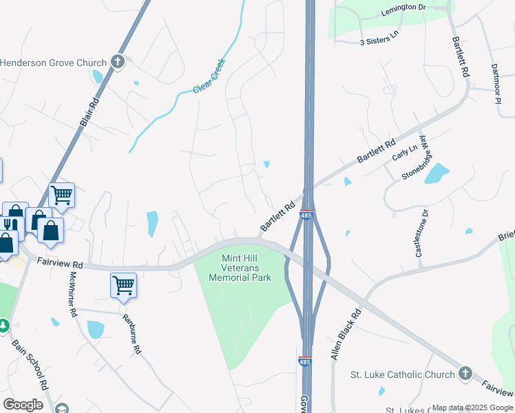 map of restaurants, bars, coffee shops, grocery stores, and more near 3022 Marchers Trace Drive in Mint Hill