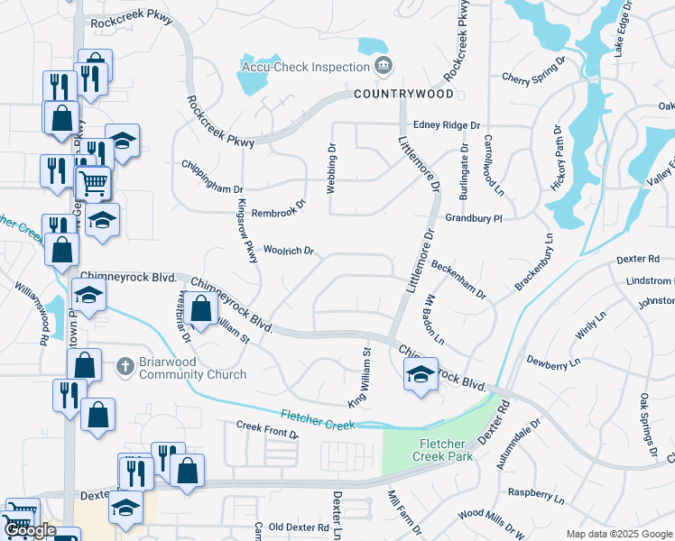 map of restaurants, bars, coffee shops, grocery stores, and more near 2058 Kings Cross Lane in Memphis