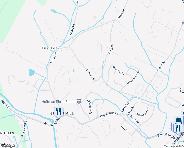 map of restaurants, bars, coffee shops, grocery stores, and more near 1309 Coffelt Road in Middle Valley