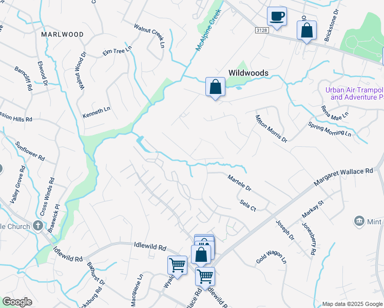 map of restaurants, bars, coffee shops, grocery stores, and more near 9200 Metheney Drive in Mint Hill