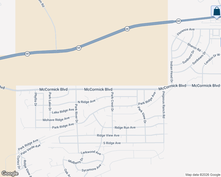 map of restaurants, bars, coffee shops, grocery stores, and more near 3323 McCormick Blvd in Bullhead City