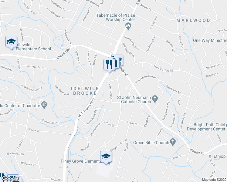 map of restaurants, bars, coffee shops, grocery stores, and more near in Charlotte