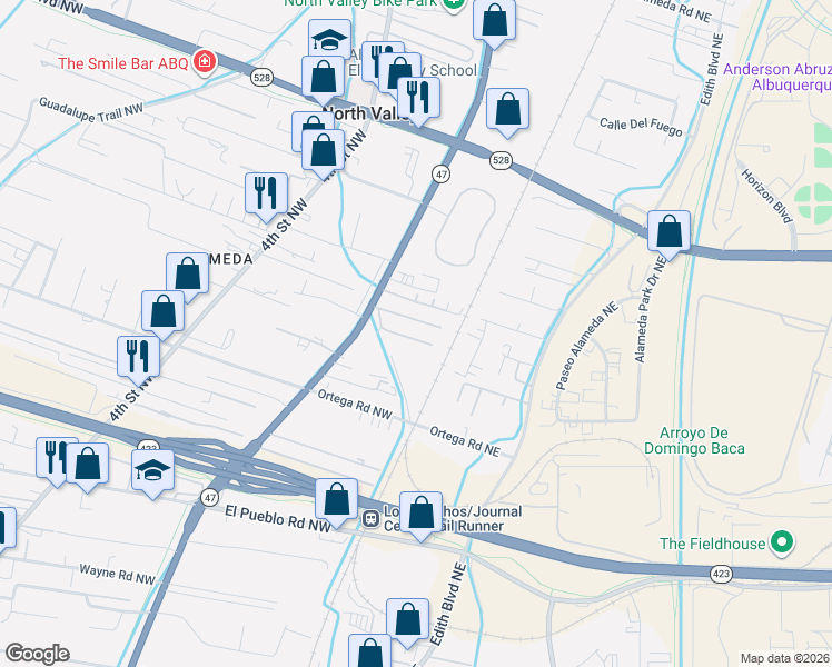 map of restaurants, bars, coffee shops, grocery stores, and more near 8900 2nd Street Northwest in Albuquerque