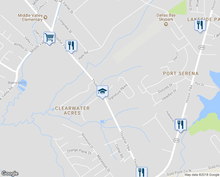 map of restaurants, bars, coffee shops, grocery stores, and more near 7735 Lynnle Way in Middle Valley