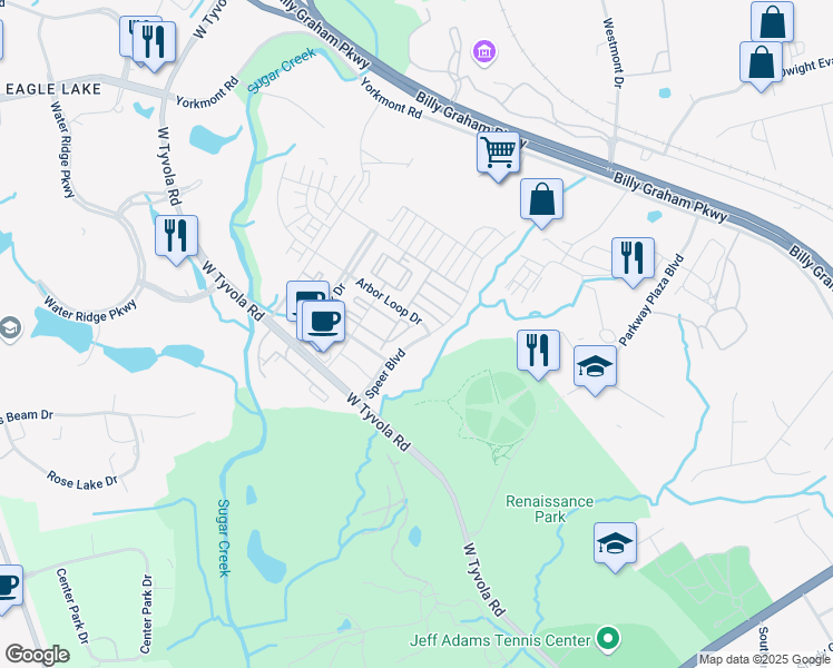 map of restaurants, bars, coffee shops, grocery stores, and more near 1924 Piedmont Hills Place in Charlotte