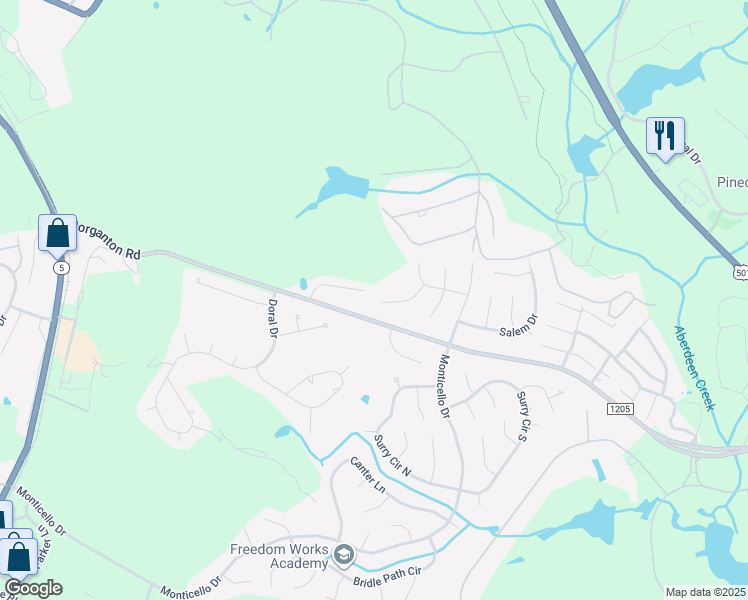 map of restaurants, bars, coffee shops, grocery stores, and more near 12 Bangor Lane in Pinehurst