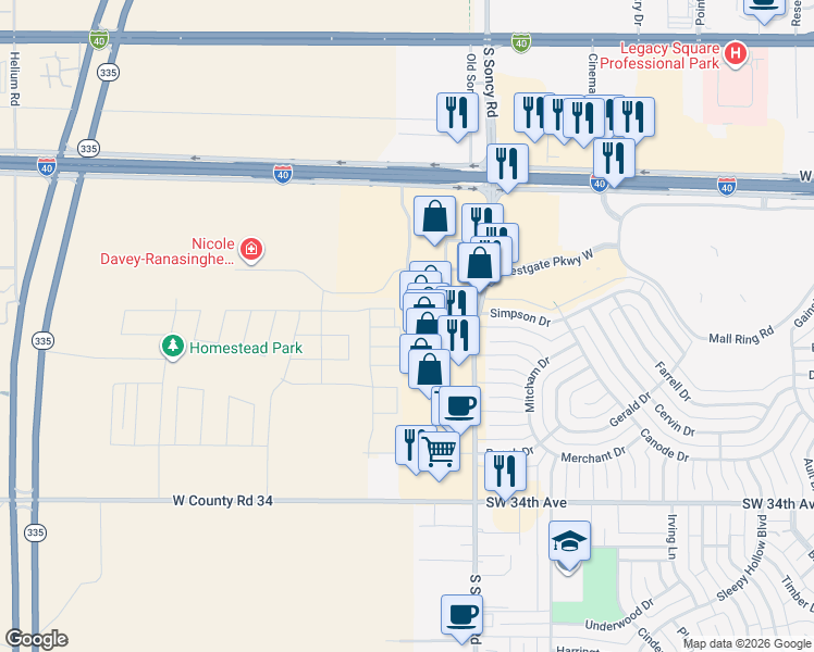 map of restaurants, bars, coffee shops, grocery stores, and more near 2800 Soncy Road in Amarillo