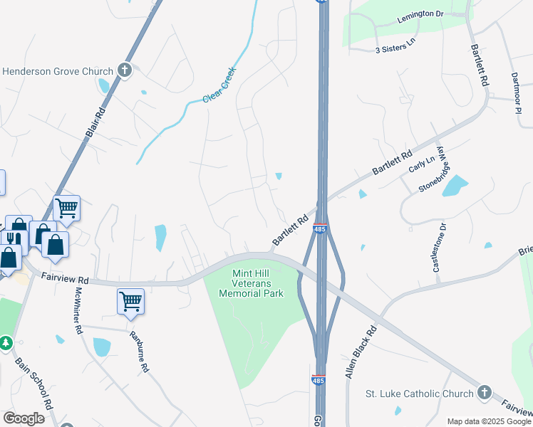 map of restaurants, bars, coffee shops, grocery stores, and more near 3022 Marchers Trace Drive in Mint Hill