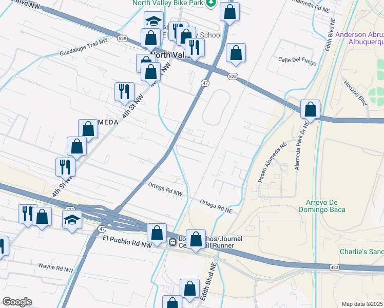 map of restaurants, bars, coffee shops, grocery stores, and more near 8900 2nd Street Northwest in Albuquerque