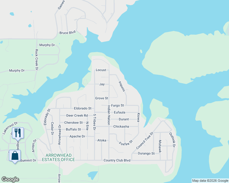 map of restaurants, bars, coffee shops, grocery stores, and more near 9 Indianola Court in Canadian