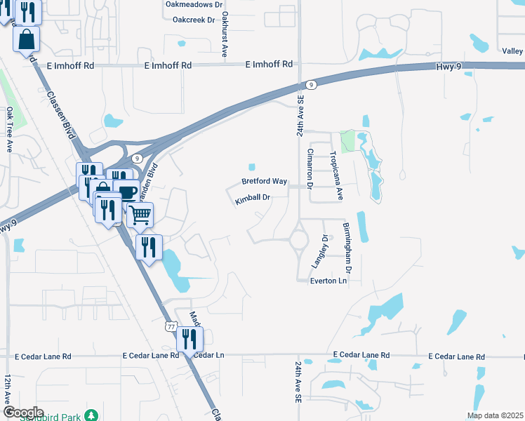 map of restaurants, bars, coffee shops, grocery stores, and more near 3008 Chadwick Court in Norman