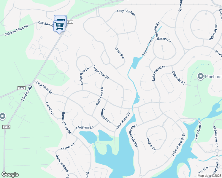map of restaurants, bars, coffee shops, grocery stores, and more near 70 Catalpa Lane North in Pinehurst