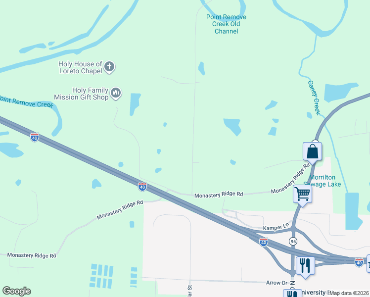 map of restaurants, bars, coffee shops, grocery stores, and more near 41 McKennon Road in Morrilton