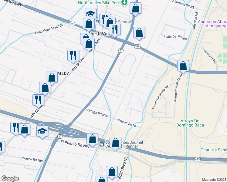 map of restaurants, bars, coffee shops, grocery stores, and more near 8900 2nd Street Northwest in Albuquerque