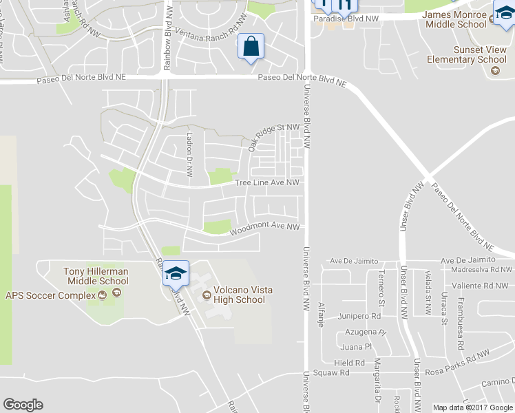 map of restaurants, bars, coffee shops, grocery stores, and more near 8924 Eagle Hills Drive Northwest in Albuquerque