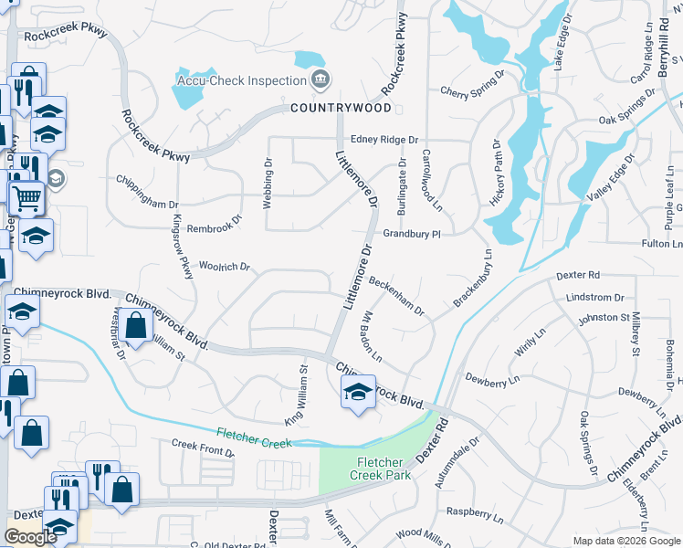 map of restaurants, bars, coffee shops, grocery stores, and more near 2093 Littlemore Drive in Memphis