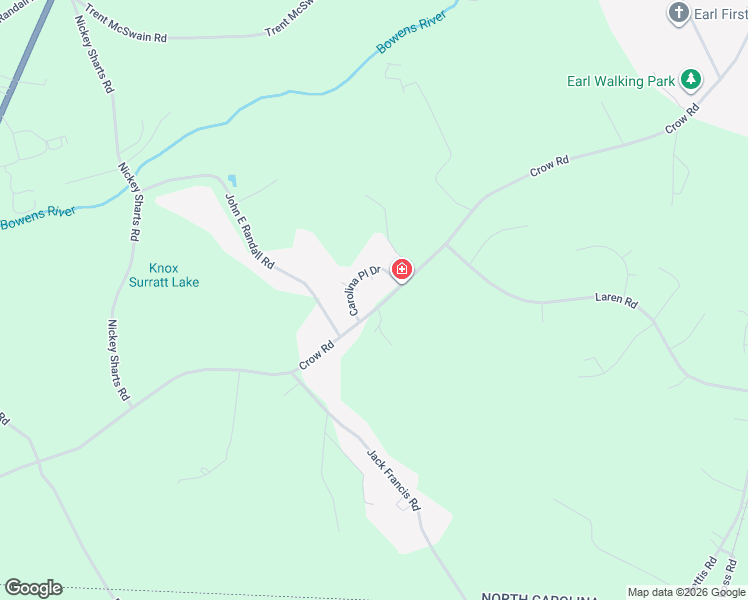 map of restaurants, bars, coffee shops, grocery stores, and more near 410 Crow Road in Shelby