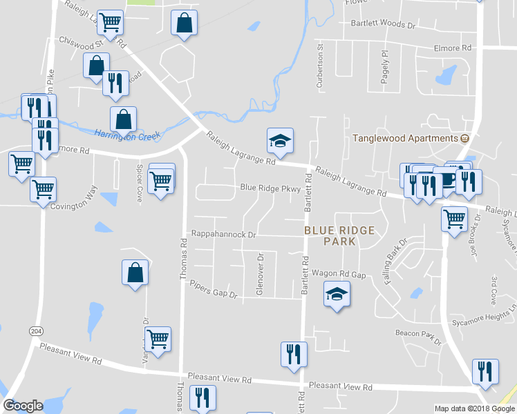 map of restaurants, bars, coffee shops, grocery stores, and more near 2098 Hampton Hill Drive in Memphis
