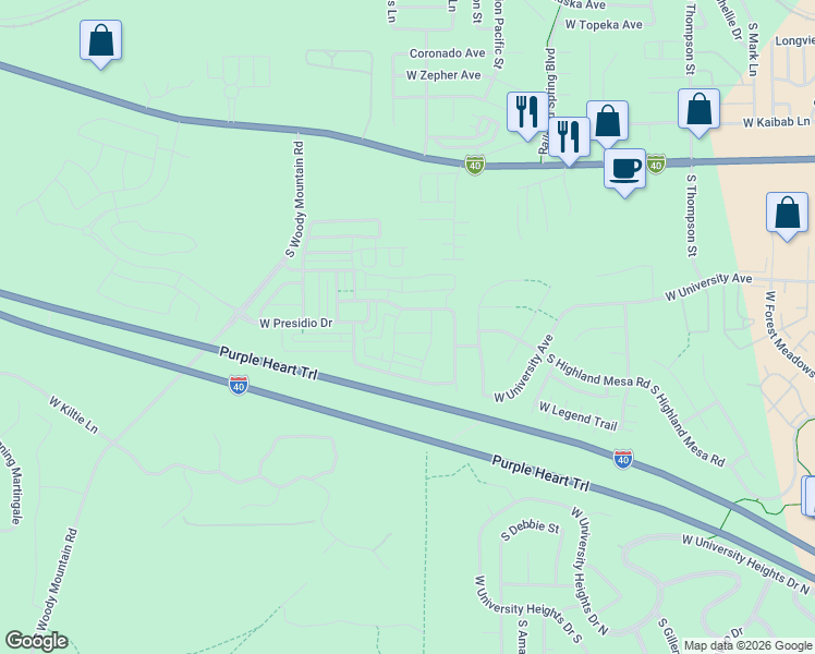 map of restaurants, bars, coffee shops, grocery stores, and more near 2378 West Cj Drive in Flagstaff