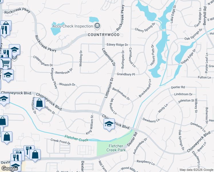 map of restaurants, bars, coffee shops, grocery stores, and more near 2093 Littlemore Drive in Memphis