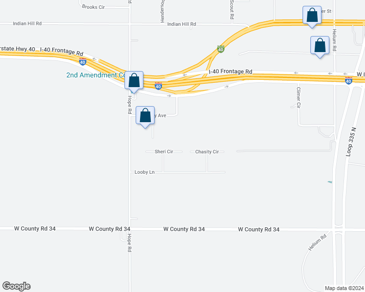 map of restaurants, bars, coffee shops, grocery stores, and more near 11300 Sheri Lane in Amarillo