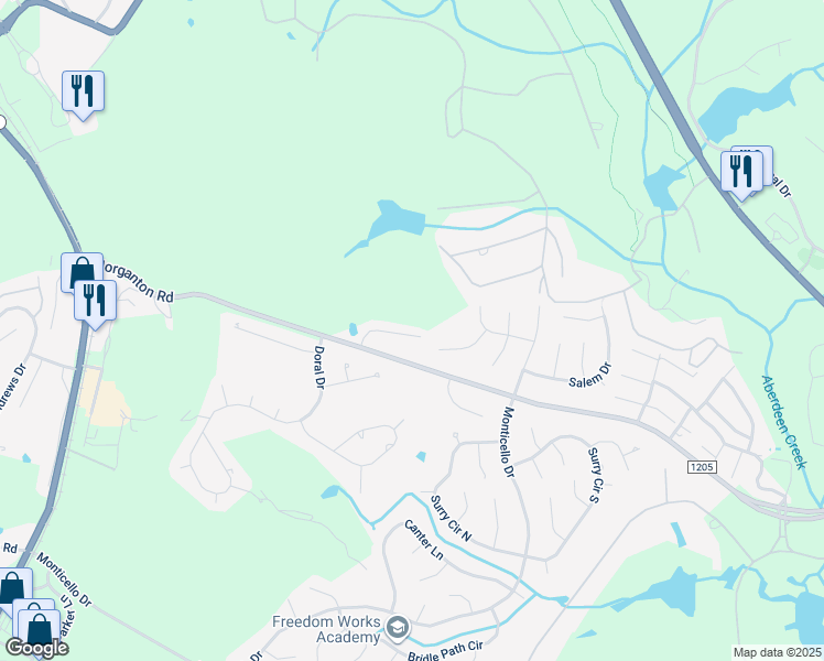 map of restaurants, bars, coffee shops, grocery stores, and more near 925 Morganton Road in Pinehurst