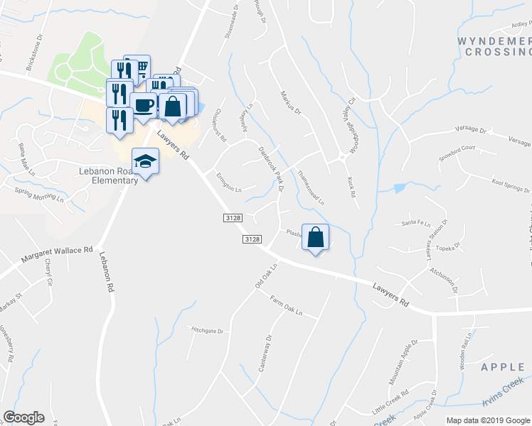 map of restaurants, bars, coffee shops, grocery stores, and more near 9425 Burmester Lane in Charlotte
