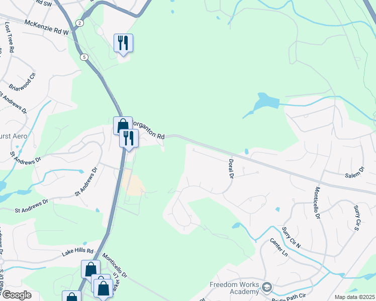 map of restaurants, bars, coffee shops, grocery stores, and more near 165 Eldorado Lane in Pinehurst