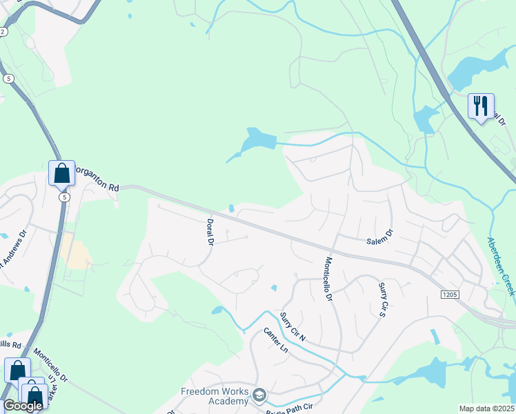 map of restaurants, bars, coffee shops, grocery stores, and more near 925 Morganton Road in Pinehurst