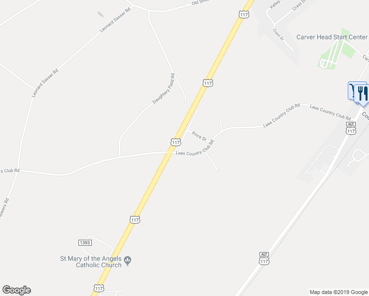 map of restaurants, bars, coffee shops, grocery stores, and more near 474 Lees Country Club Road in Mount Olive