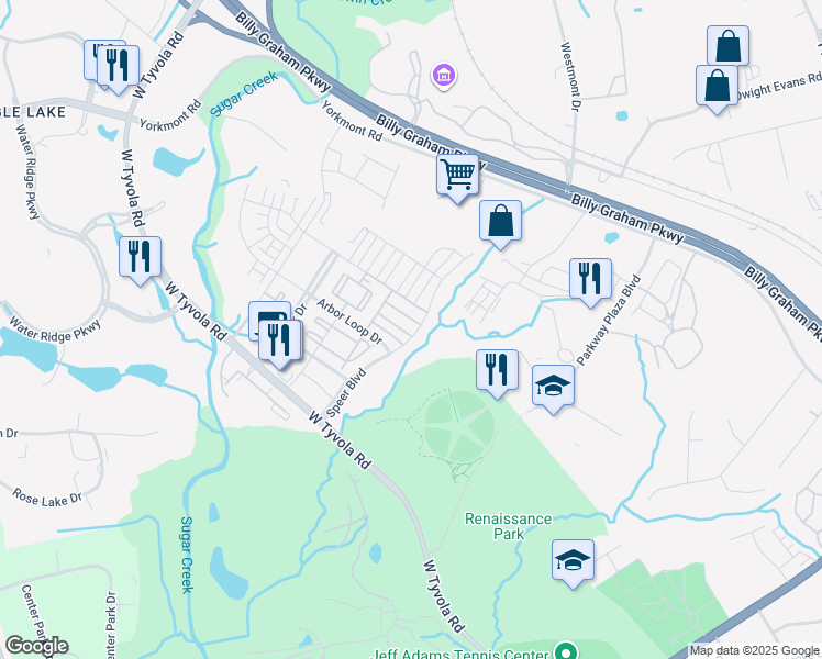 map of restaurants, bars, coffee shops, grocery stores, and more near 4004 Zilker Park Drive in Charlotte